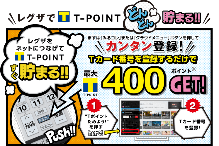 テレビでTポイントが貯まっちゃう！｜REGZA<レグザ>TOSHIBA(東芝)